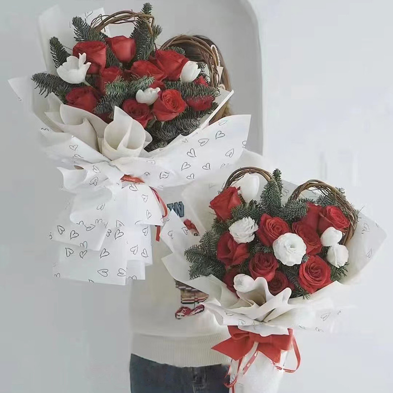 کاغذ بسته بندی گل های تک رنگ پوست گاوی به شکل قلب MYHC-28
