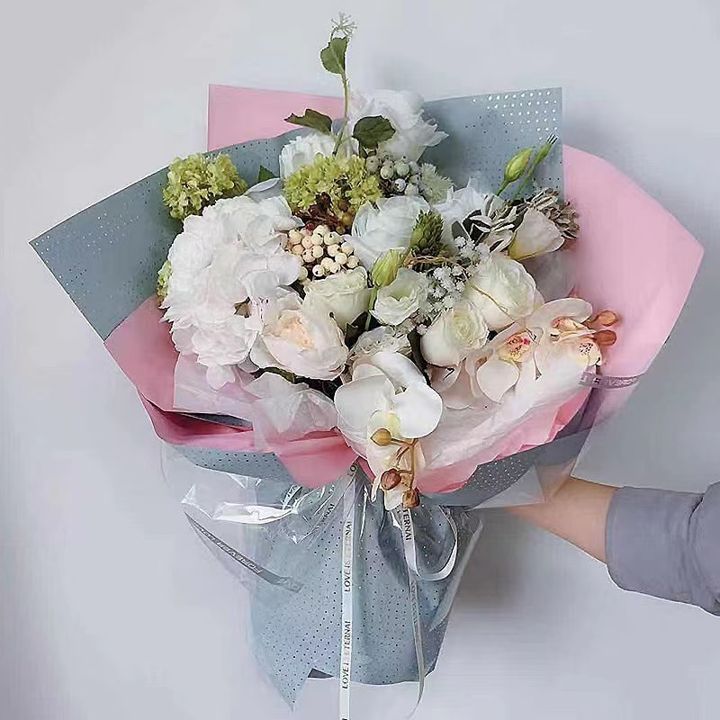 فیلم بسته بندی گل پنبه ای دو طرفه دو رنگ با روکش آلومینیومی MYHC-34 Dot Decoration