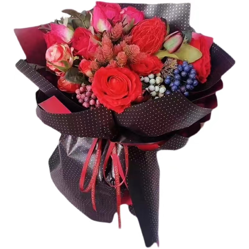 فیلم بسته بندی گل پنبه ای دو طرفه دو رنگ با روکش آلومینیومی MYHC-34 Dot Decoration