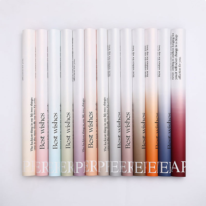 کاغذ بسته بندی گل های چرم گاوی MYHC-38 INS English Gradient Bopp