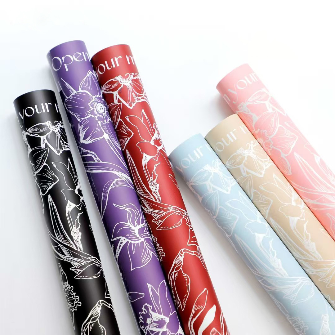 کاغذ بسته بندی گل MYHC-77 Daffodils Lines Bopp Pearlescent Film Film