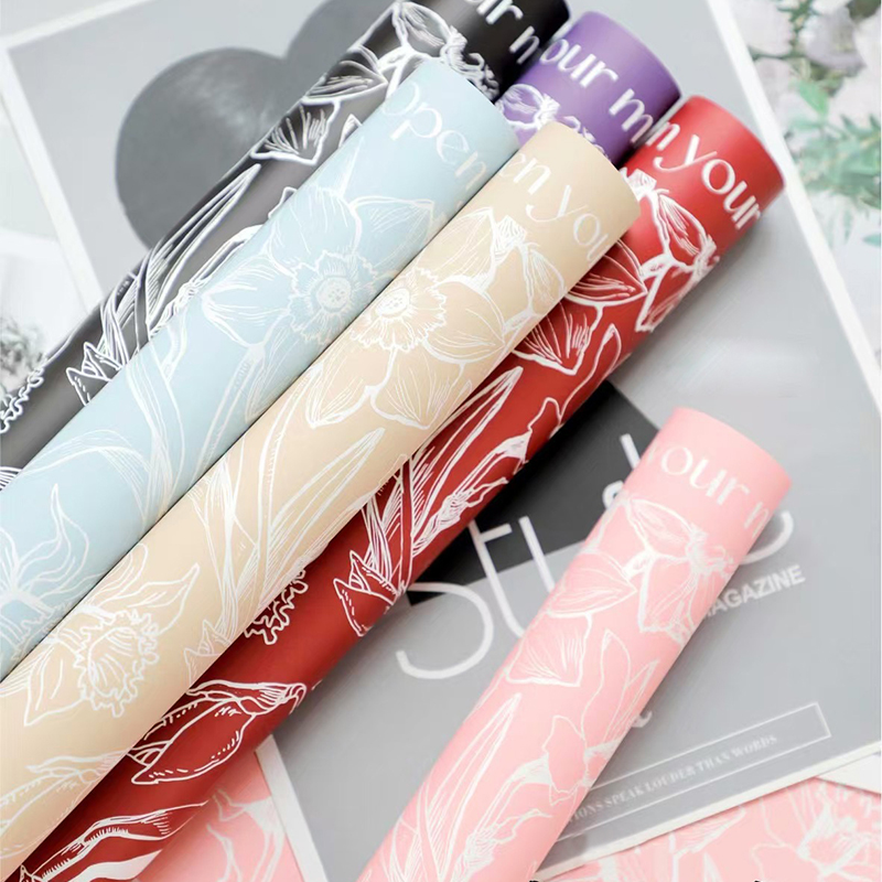 کاغذ بسته بندی گل MYHC-77 Daffodils Lines Bopp Pearlescent Film Film