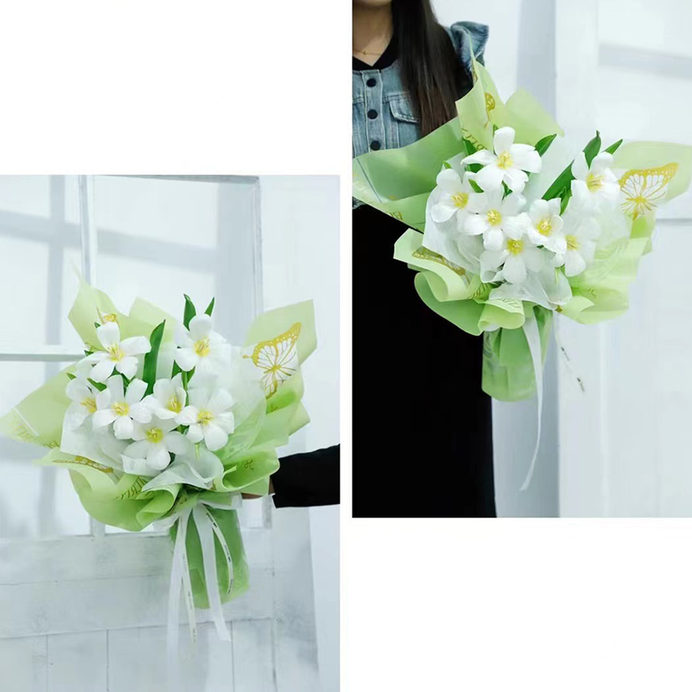 بسته بندی دسته گل ضد آب کاغذ نوسا با روکش یک طرفه توخالی طرح چاپ پروانه ای