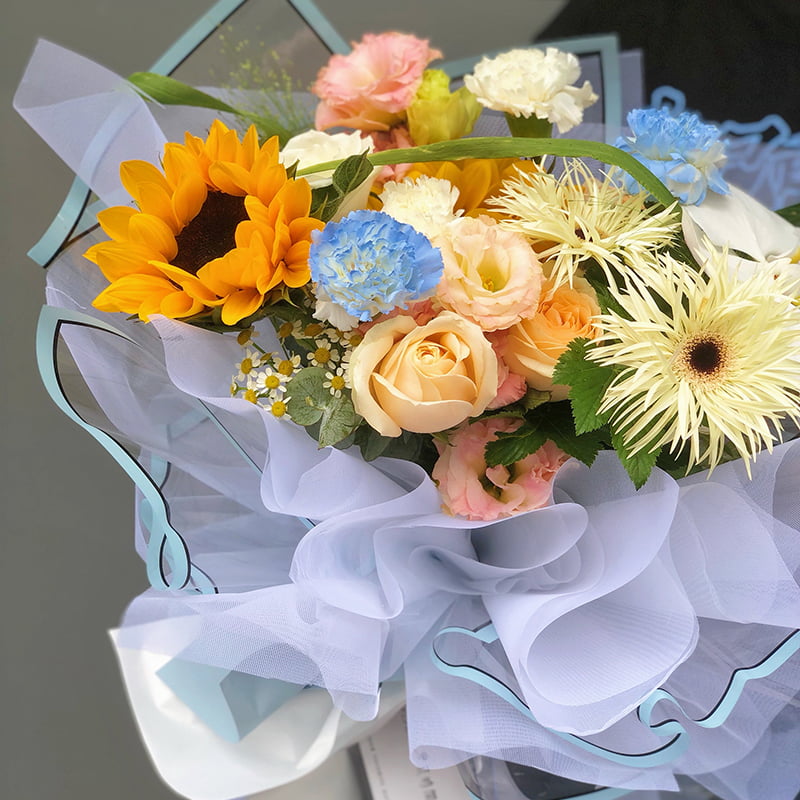 کاغذ بسته بندی گل یون مات نقره ای نیمه شفاف با لبه نقره ای