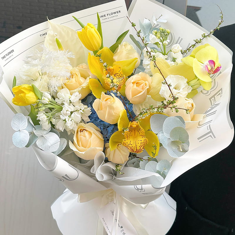 کاغذ هنر انگلیسی بسته بندی دسته گل تازه