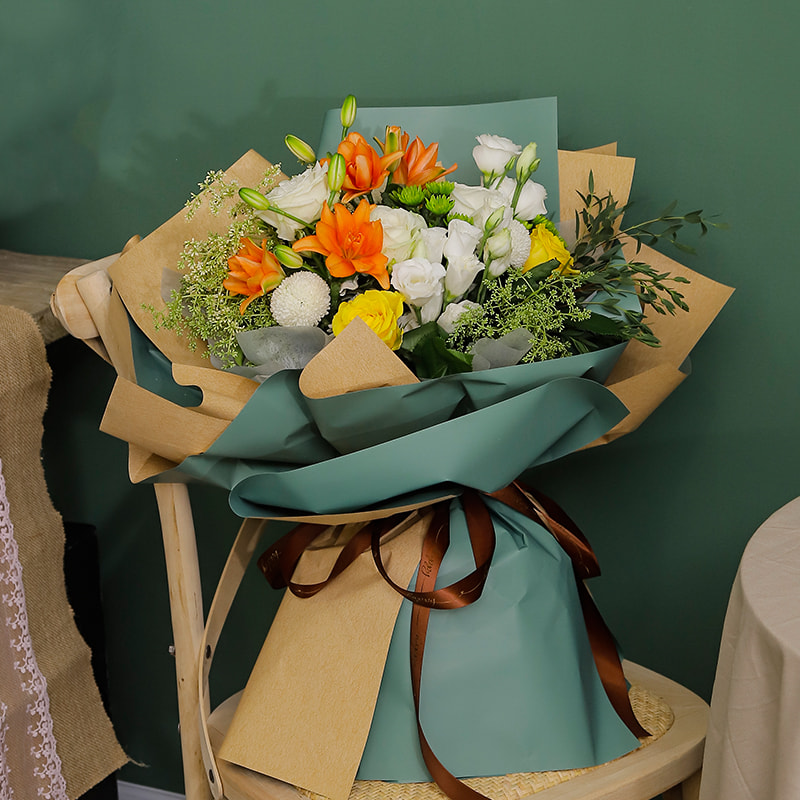 کاغذ بسته بندی دسته گل کره ای رنگ ثابت