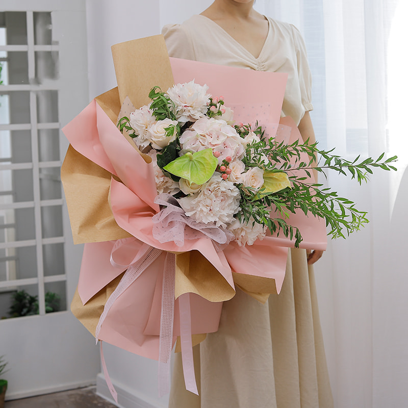 کاغذ بسته بندی دسته گل کره ای رنگ ثابت