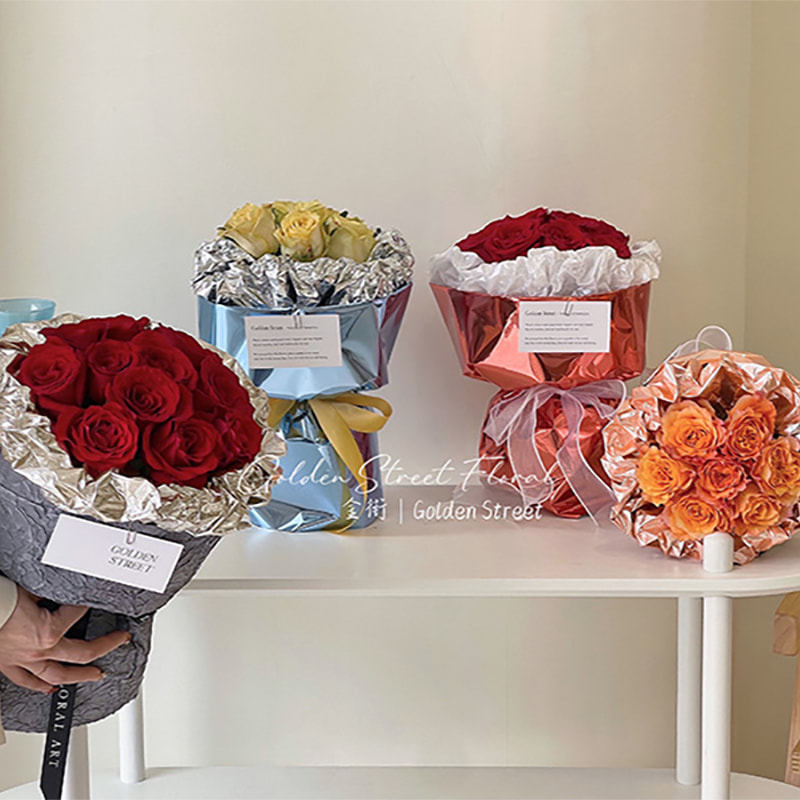 کاغذ بسته بندی دسته گل آینه دار تک رنگ